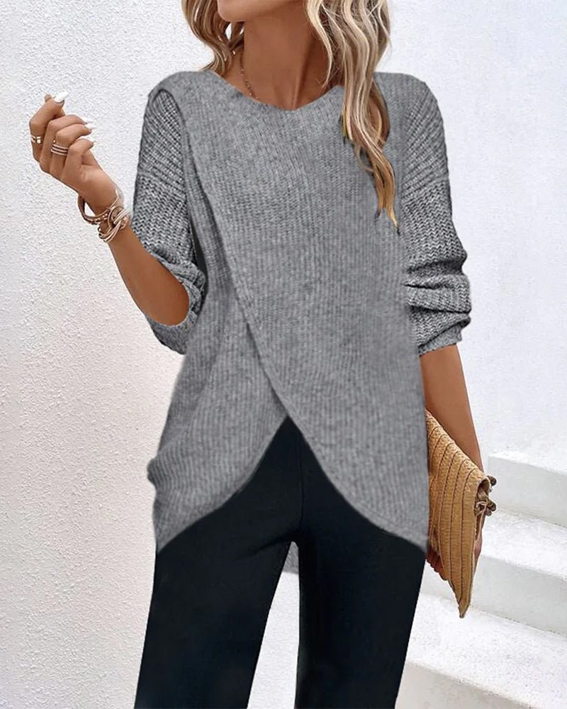 Amanda | Elegant Hem Knit Sweater - Solfae