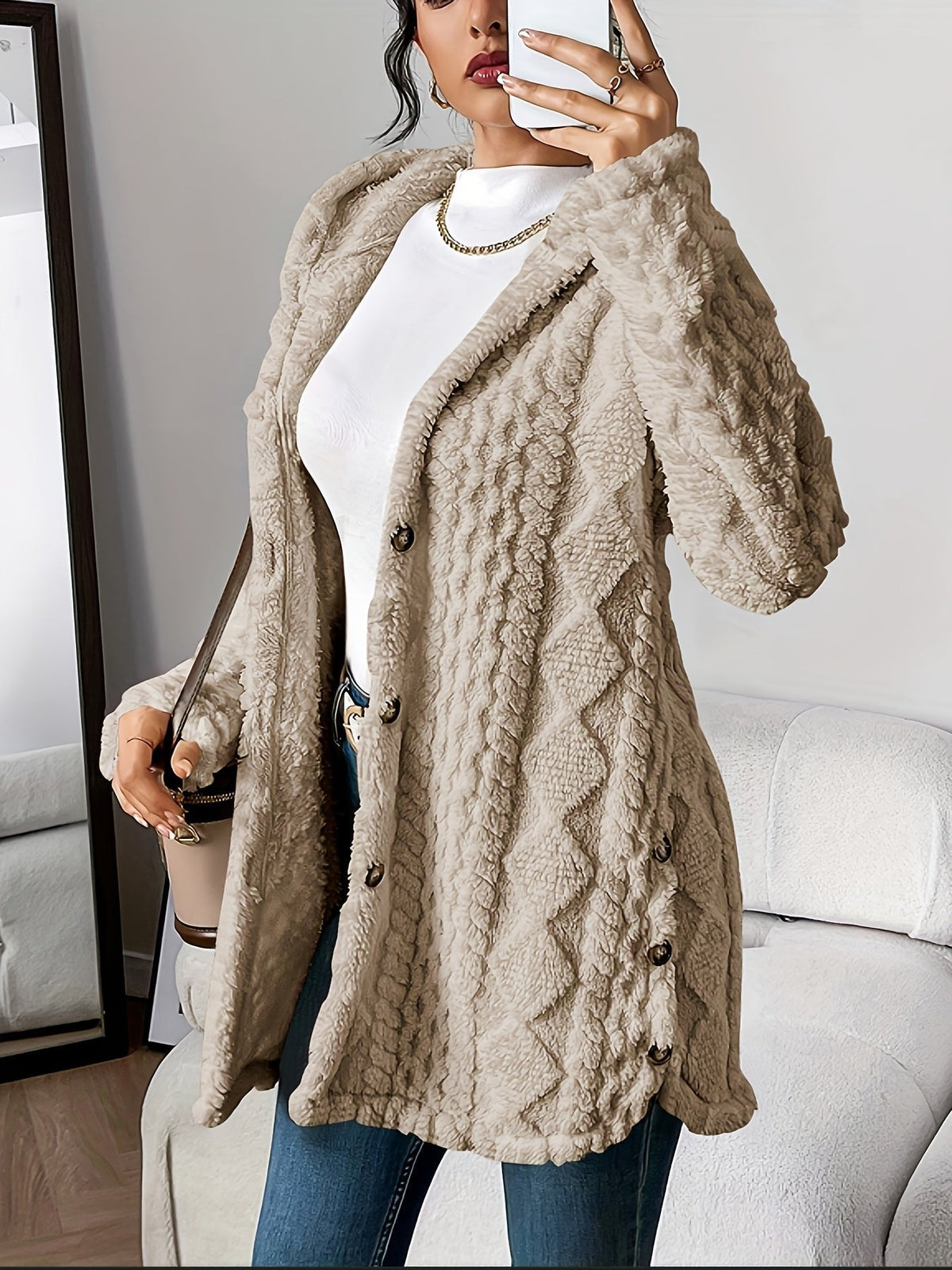 Amber | Cozy Hooded Cable-Knit Cardigan - Solfae