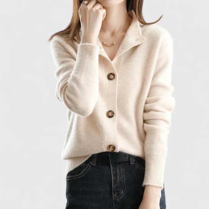 Amber | Elegant Collared Button Cardigan - Solfae
