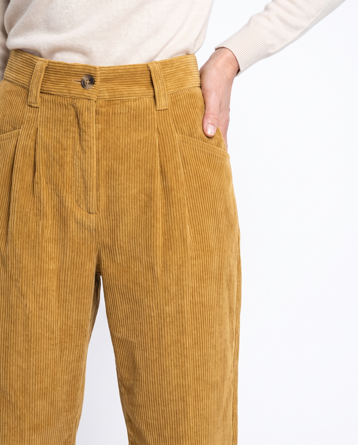 Amber | Elegant Corduroy Cuffed Pants - Solfae
