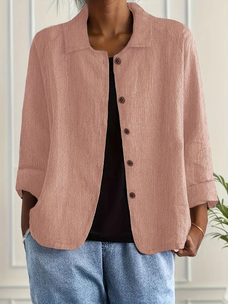 Danielle | Classic Button-Up Linen Jacket - Solfae