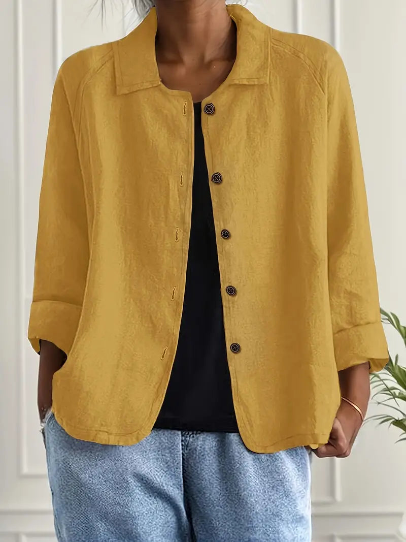 Danielle | Classic Button-Up Linen Jacket - Solfae