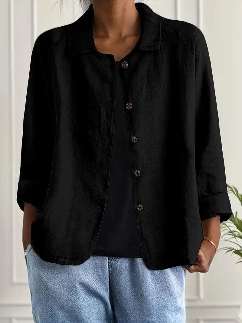 Danielle | Classic Button-Up Linen Jacket - Solfae
