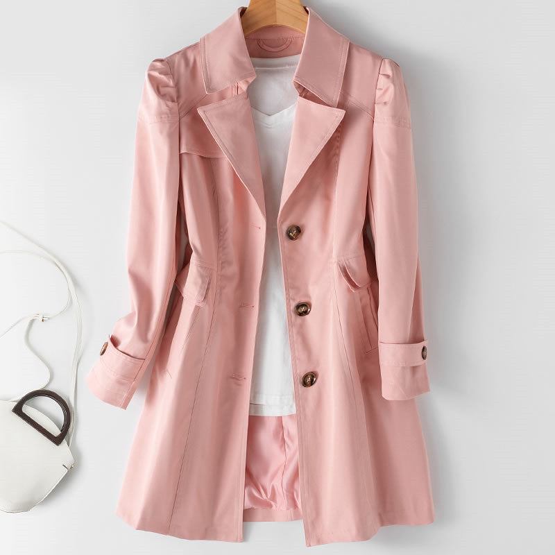 Heather | Elegant Mid-Length Trench Coat - Solfae