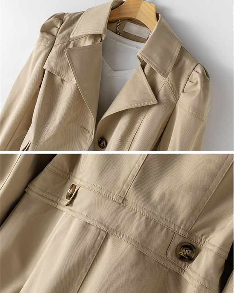 Heather | Elegant Mid-Length Trench Coat - Solfae