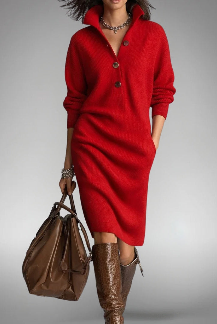 Jennifer | Elegant Knit Sweater Dress - Solfae