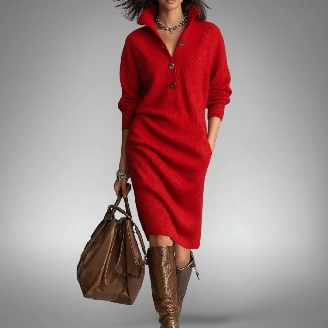 Jennifer | Elegant Knit Sweater Dress - Solfae