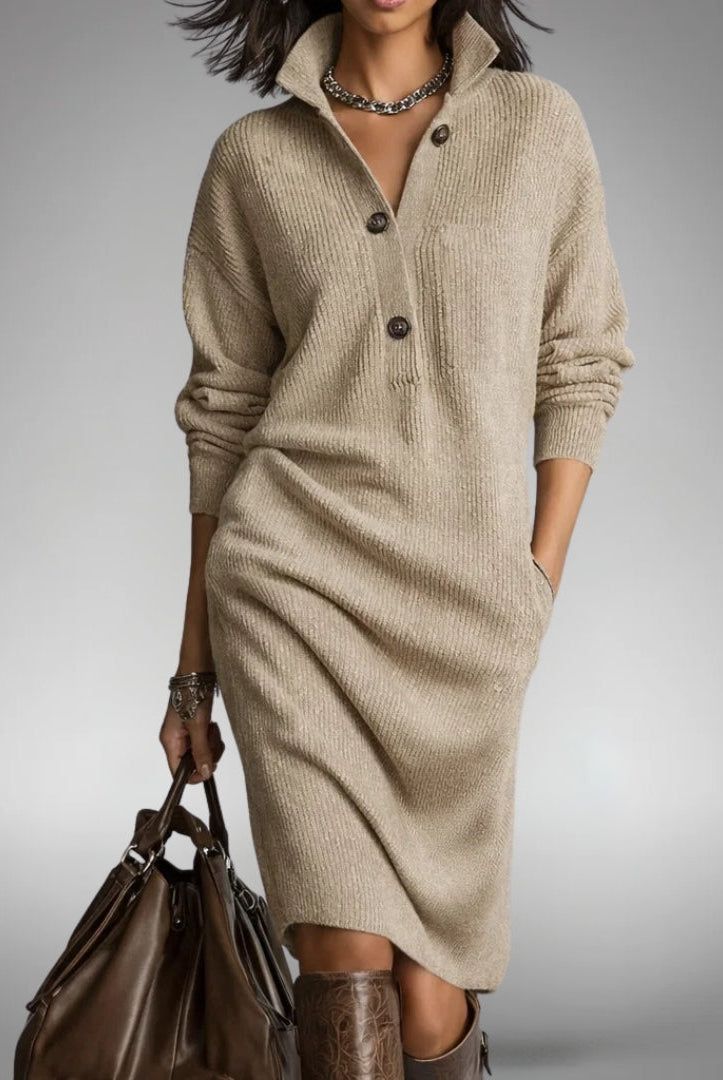 Jennifer | Elegant Knit Sweater Dress - Solfae