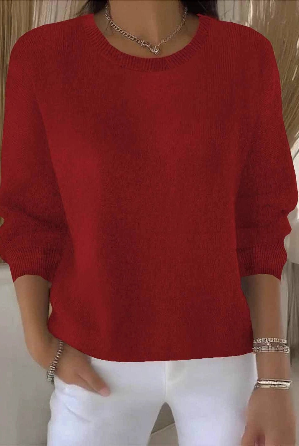 Joyce | Elegant Crewneck Knit Sweater - Solfae