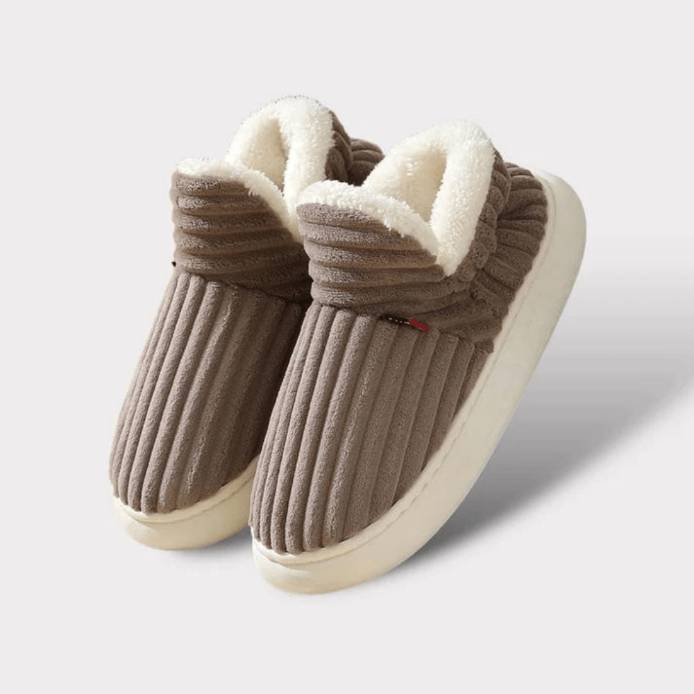 Rachel | Comfortable Corduroy Fur-Lined Slippers - Solfae