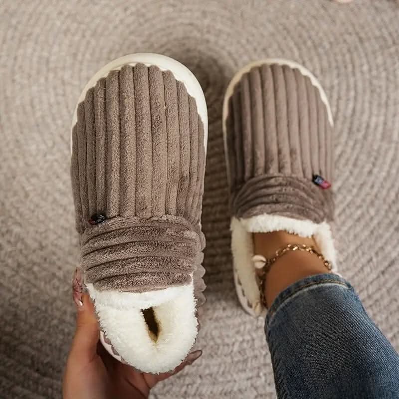 Rachel | Comfortable Corduroy Fur-Lined Slippers - Solfae