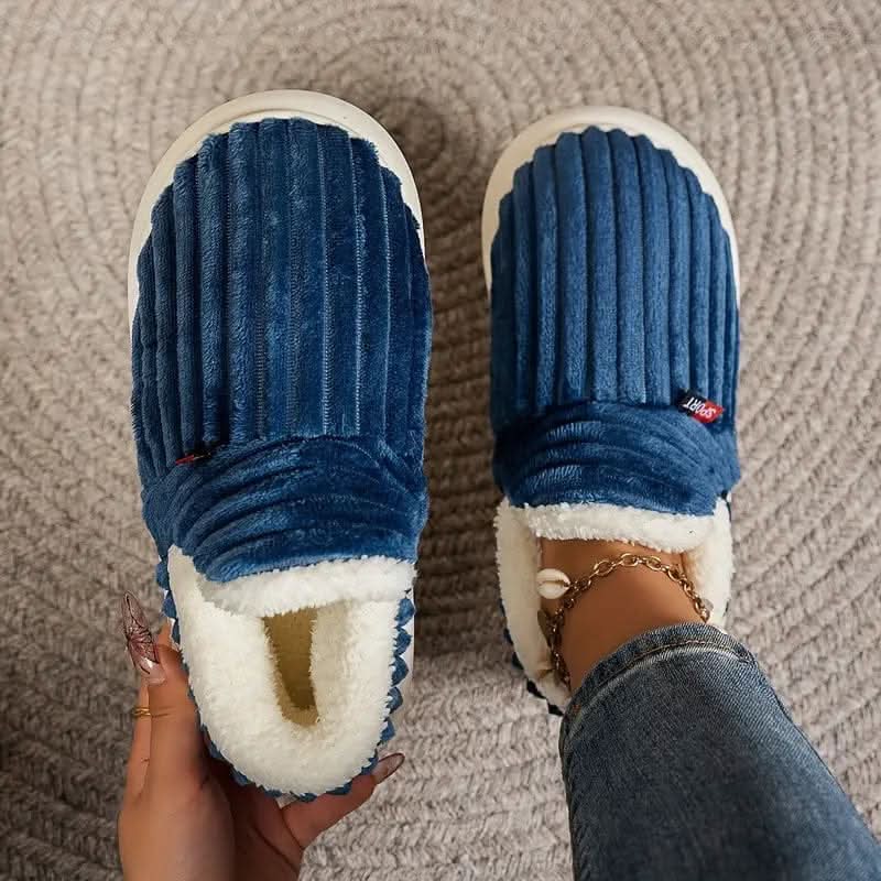 Rachel | Comfortable Corduroy Fur-Lined Slippers - Solfae