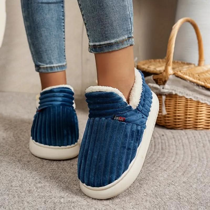 Rachel | Comfortable Corduroy Fur-Lined Slippers - Solfae