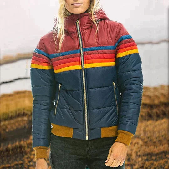 Stephanie | Stylish Stripe Puffer Jacket - Solfae