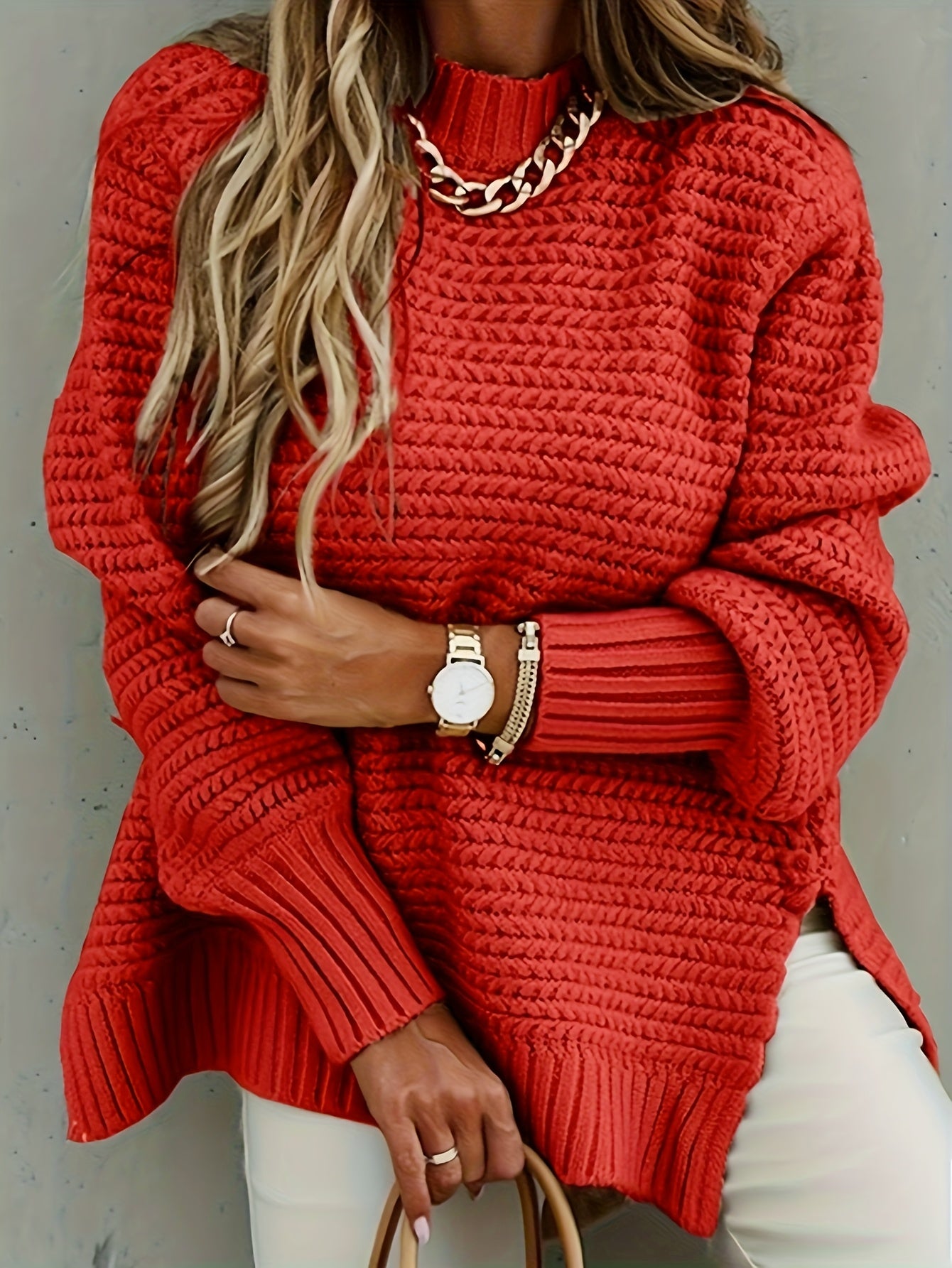 Amanda | Elegant Chunky Mock-Neck Sweater - Solfae
