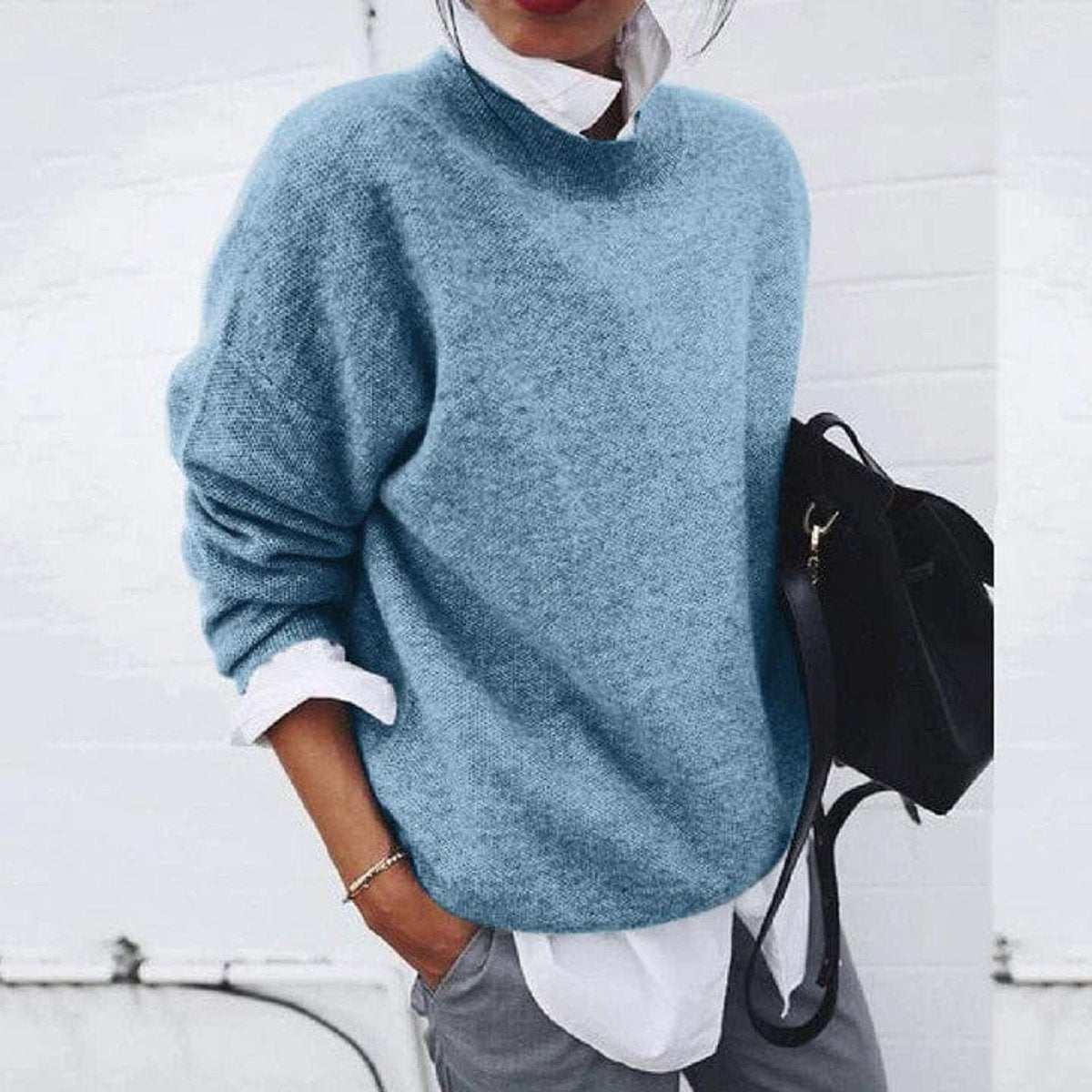 Amanda | Elegant Crew Neck Sweater - Solfae