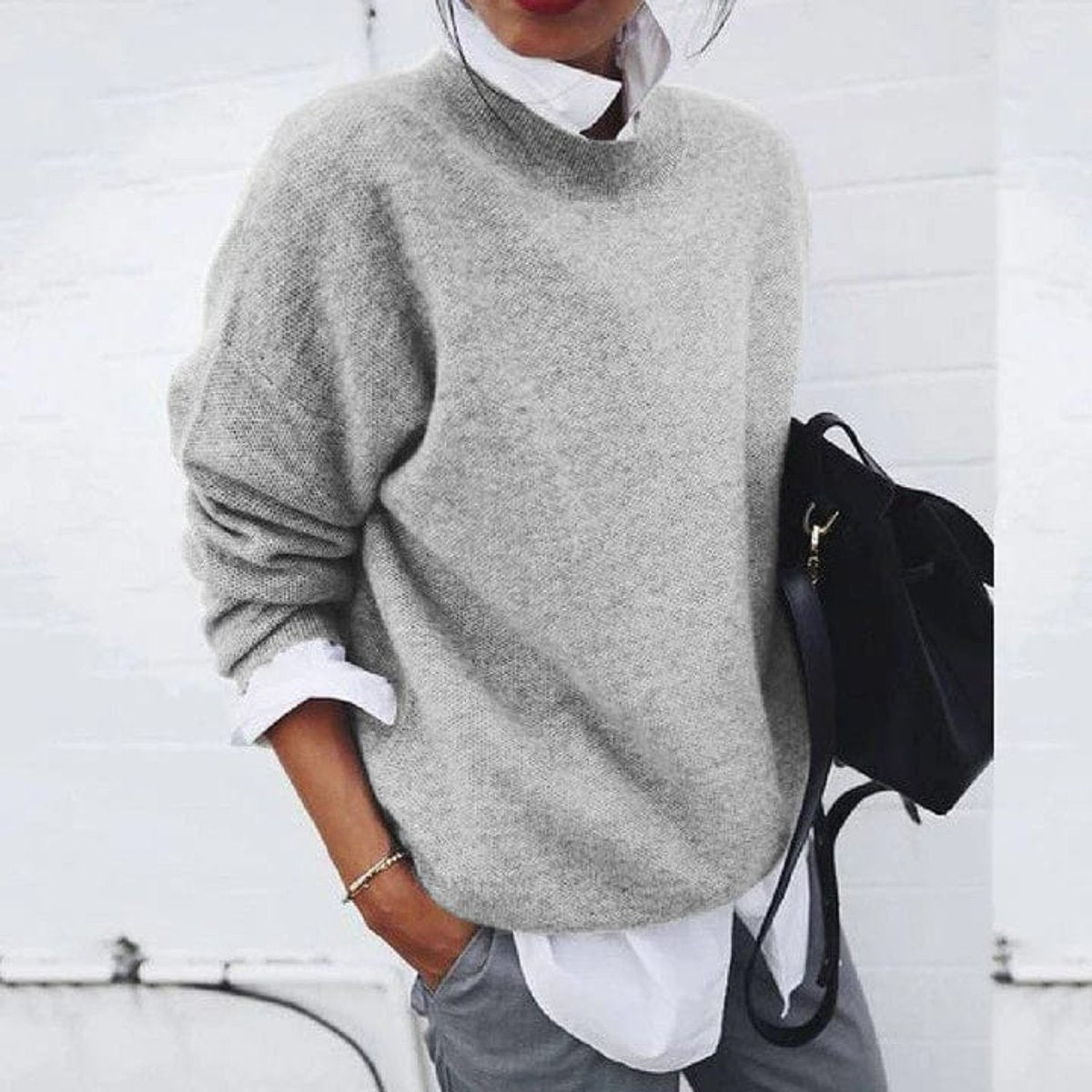 Amanda | Elegant Crew Neck Sweater - Solfae
