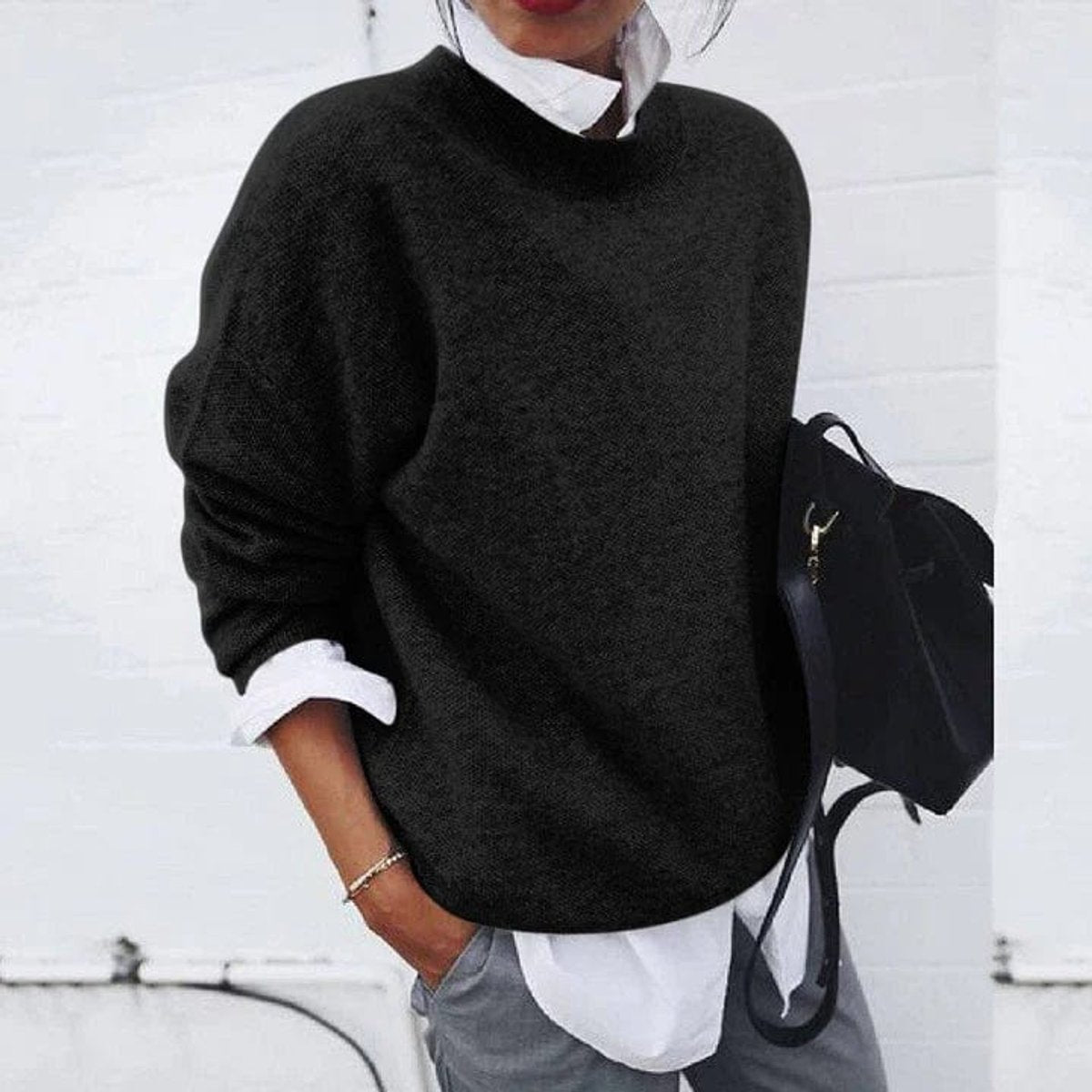 Amanda | Elegant Crew Neck Sweater - Solfae