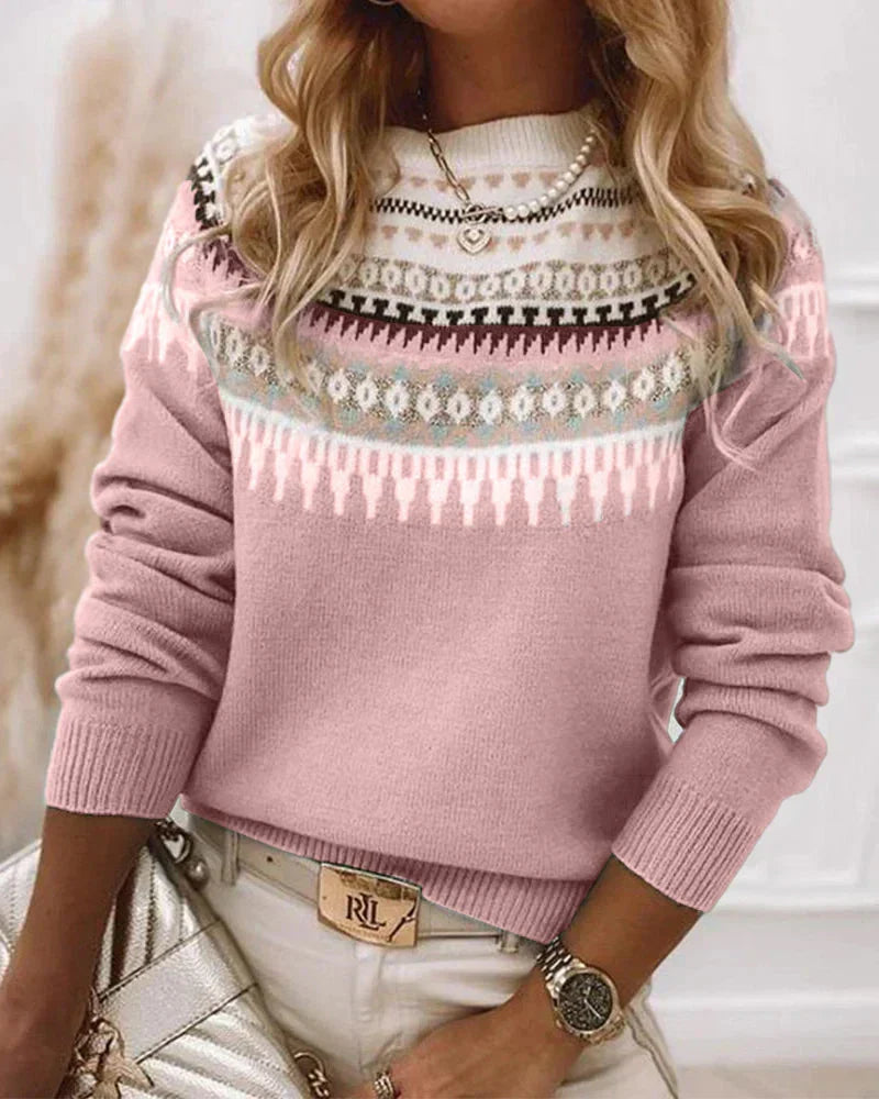 Amanda | Elegant Fair-Isle Knit Sweater - Solfae