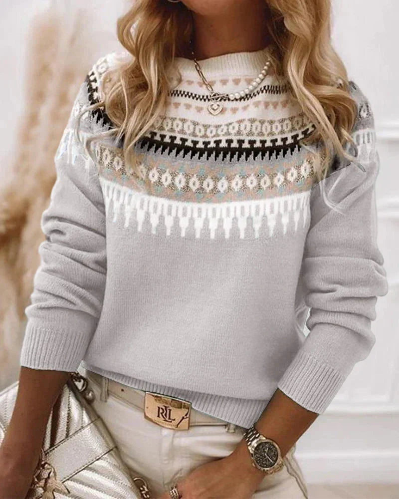 Amanda | Elegant Fair-Isle Knit Sweater - Solfae