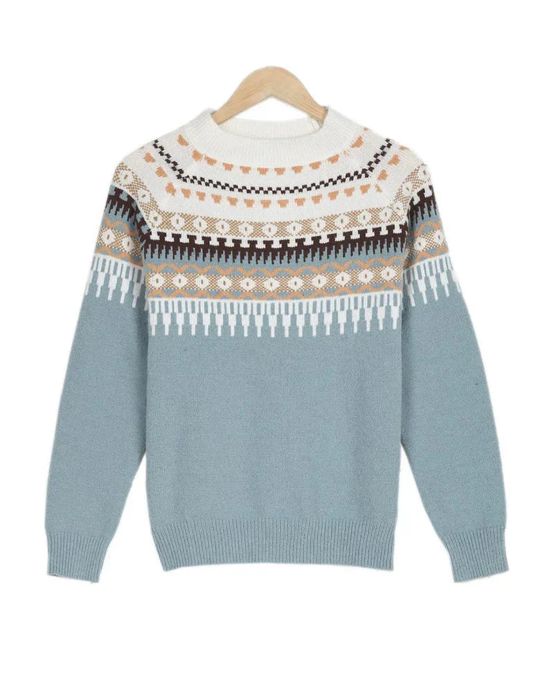 Amanda | Elegant Fair-Isle Knit Sweater - Solfae