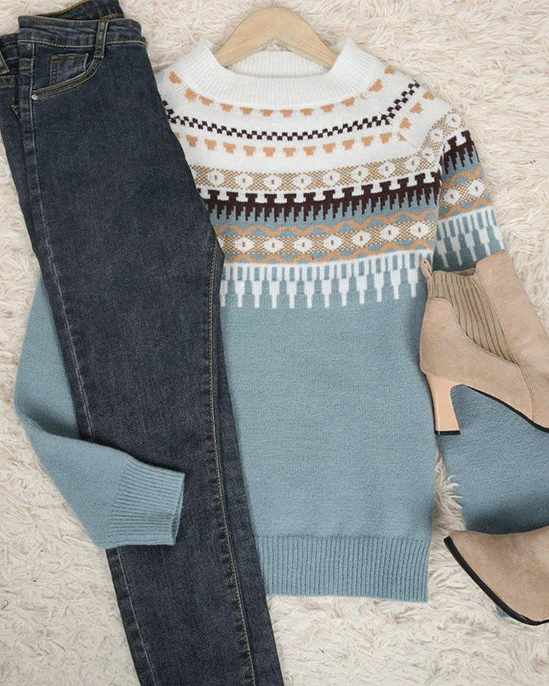 Amanda | Elegant Fair-Isle Knit Sweater - Solfae