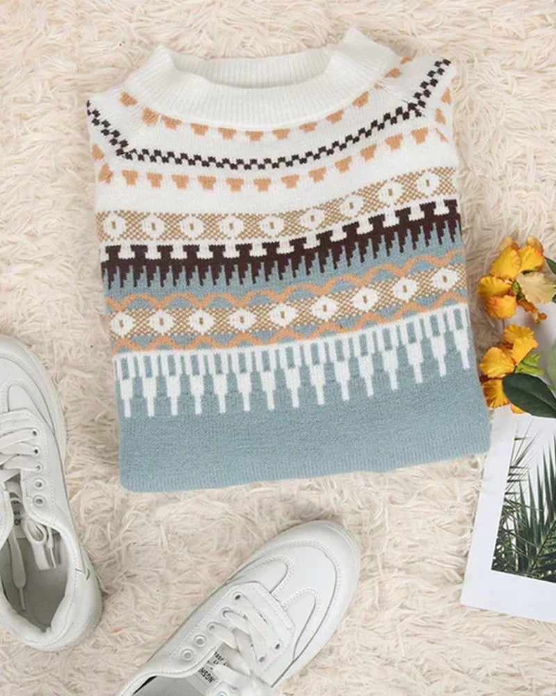 Amanda | Elegant Fair-Isle Knit Sweater - Solfae