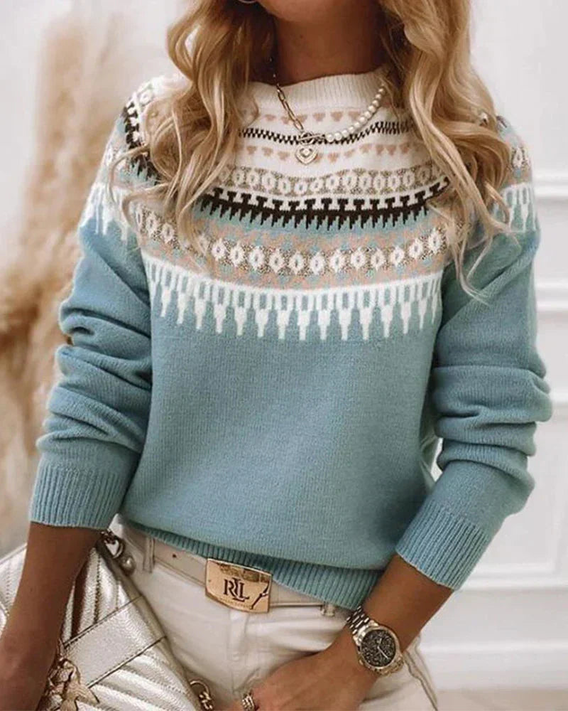Amanda | Elegant Fair-Isle Knit Sweater - Solfae