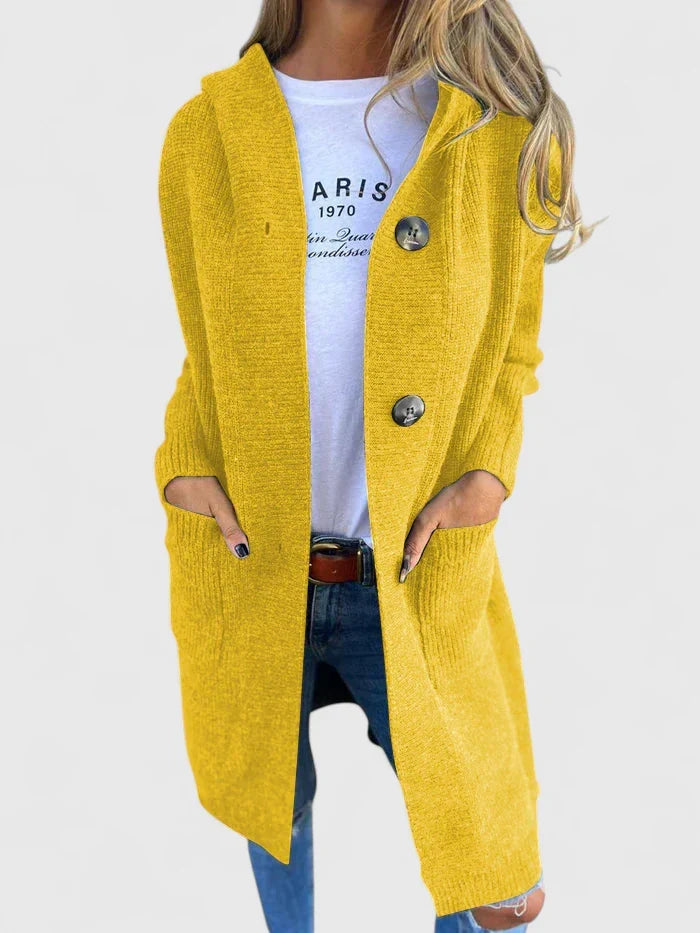 Amanda | Elegant Hooded Longline Cardigan - Solfae