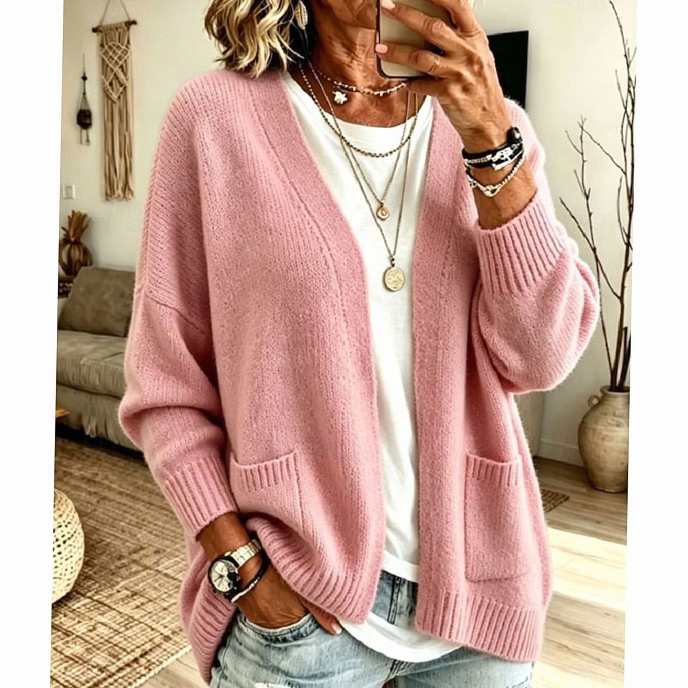 Amanda | Elegant Oversized Pocket Cardigan - Solfae