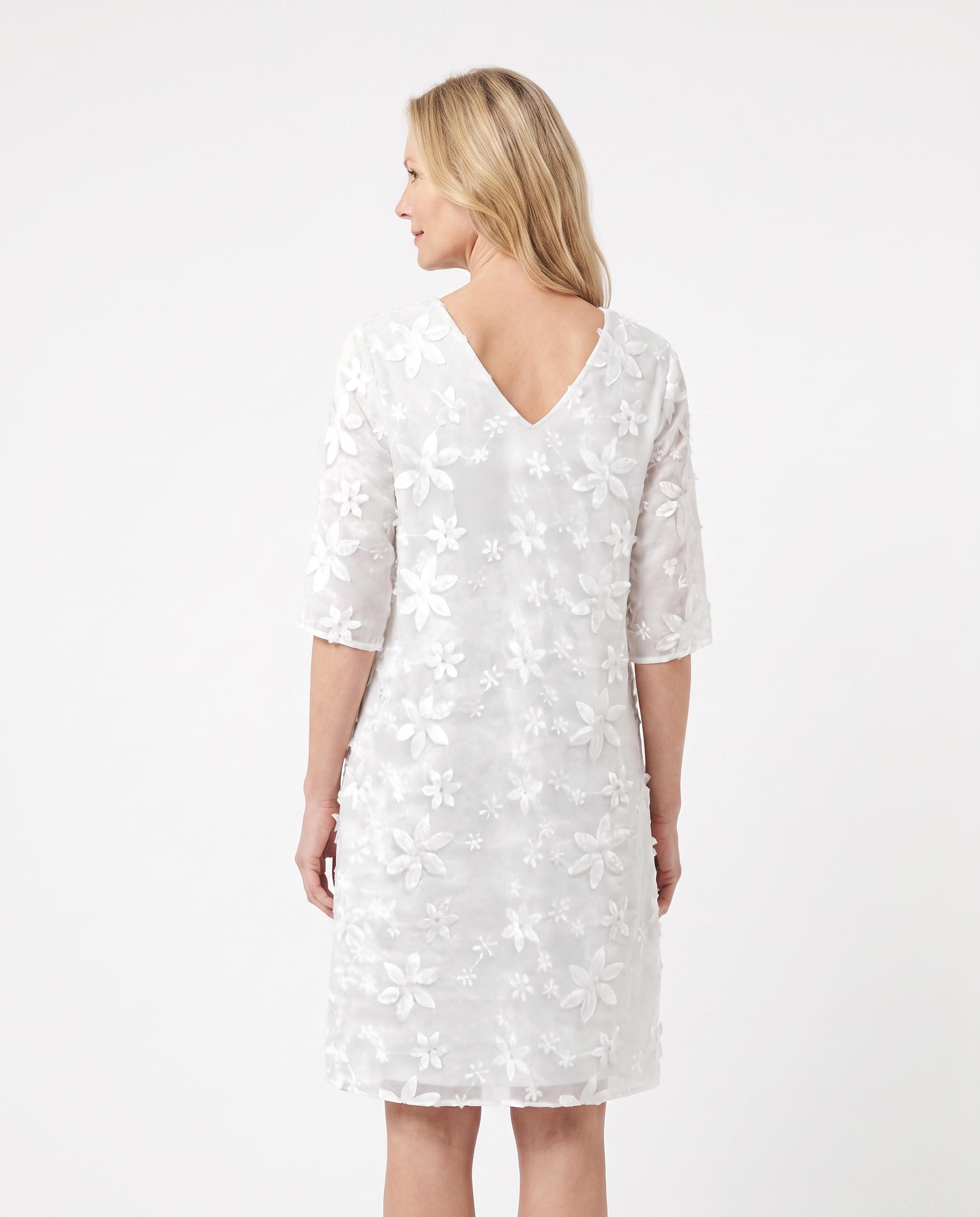 Amanda | Feminine Floral Split-Neck Dress - Solfae