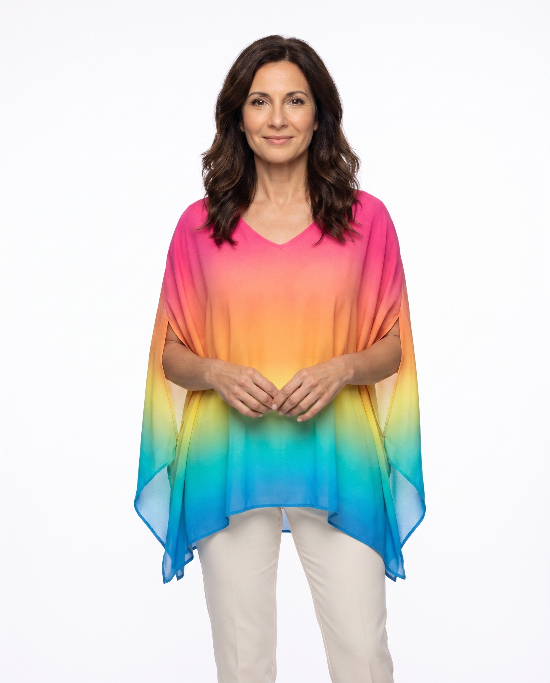 Amanda | Stylish Ombre Poncho Blouse - Solfae
