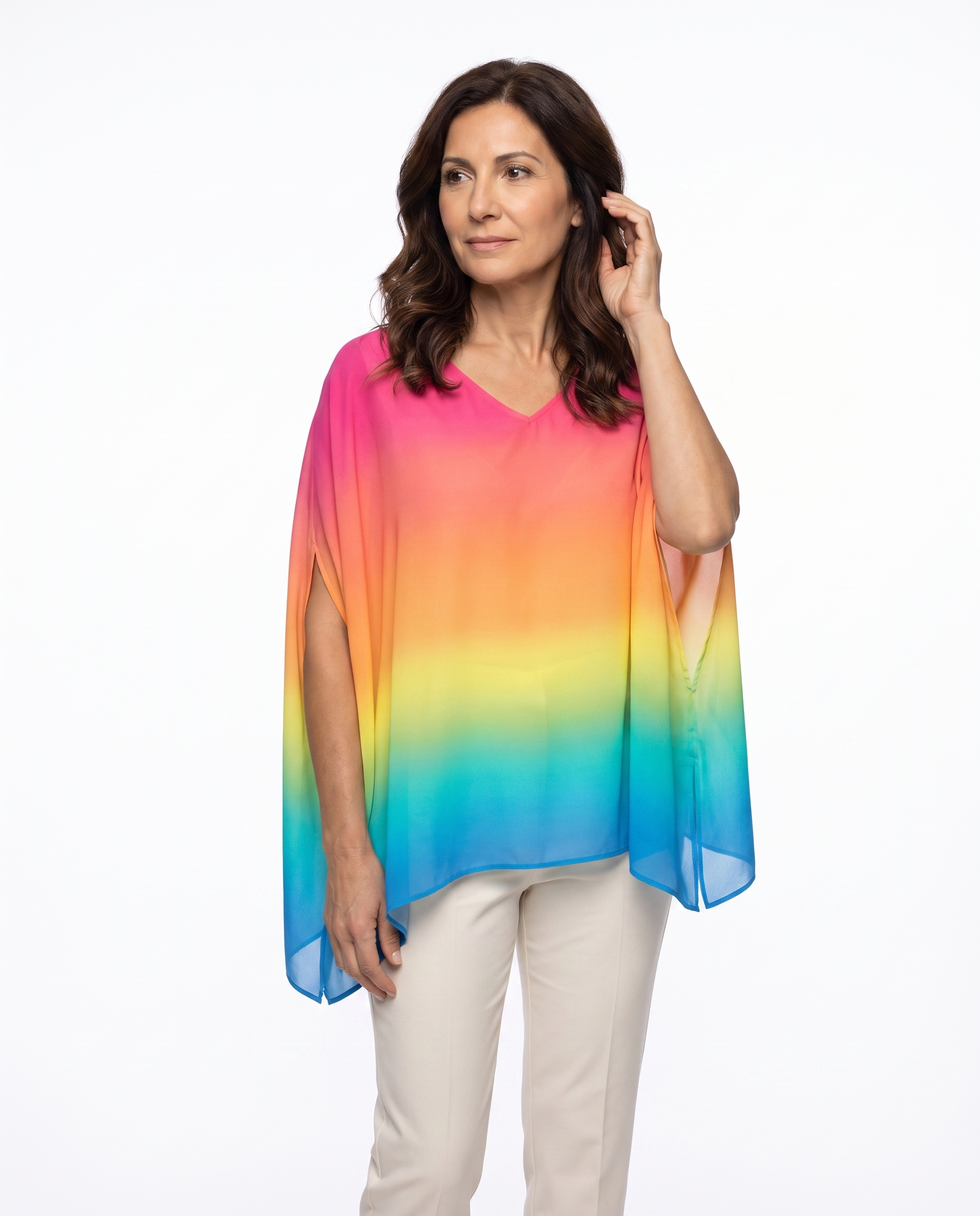 Amanda | Stylish Ombre Poncho Blouse - Solfae