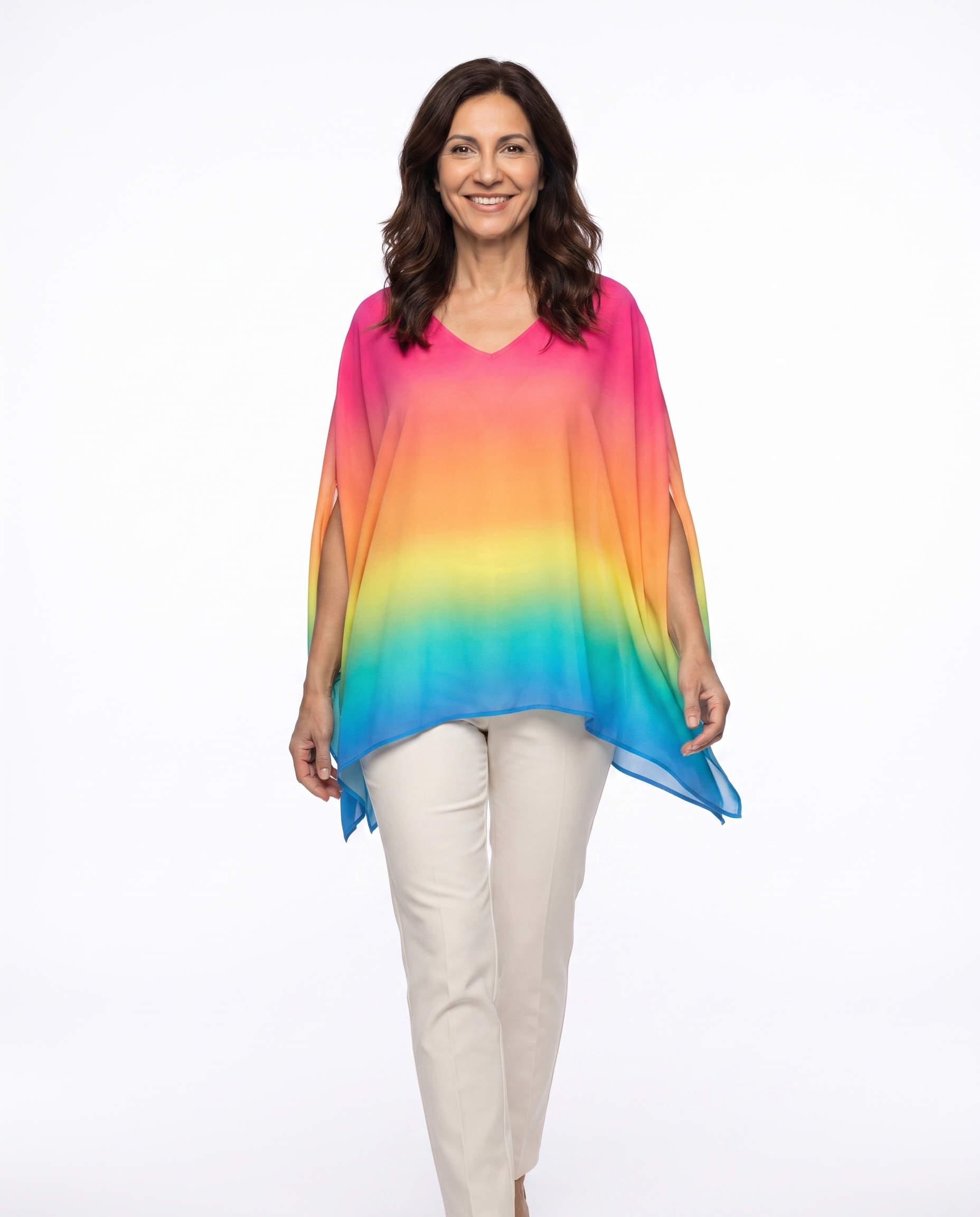 Amanda | Stylish Ombre Poncho Blouse - Solfae