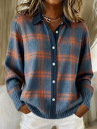Amanda | Stylish Plaid Button Cardigan - Solfae