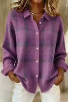 Amanda | Stylish Plaid Button Cardigan - Solfae