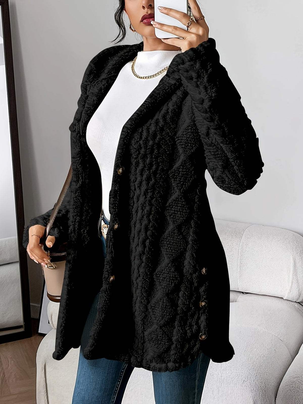 Amber | Cozy Hooded Cable-Knit Cardigan - Solfae