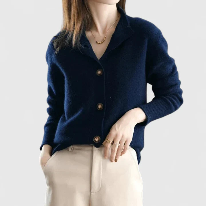 Amber | Elegant Collared Button Cardigan - Solfae