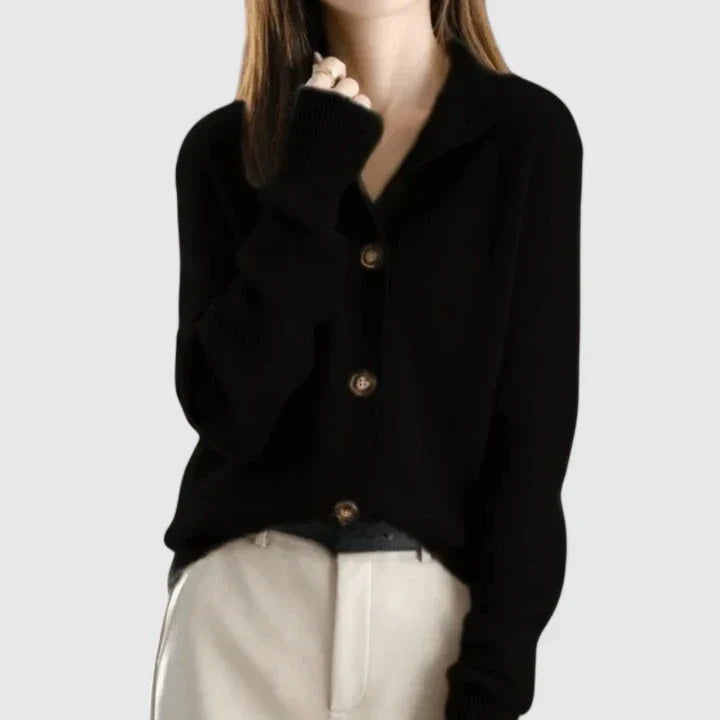 Amber | Elegant Collared Button Cardigan - Solfae