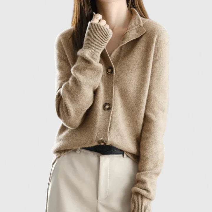 Amber | Elegant Collared Button Cardigan - Solfae