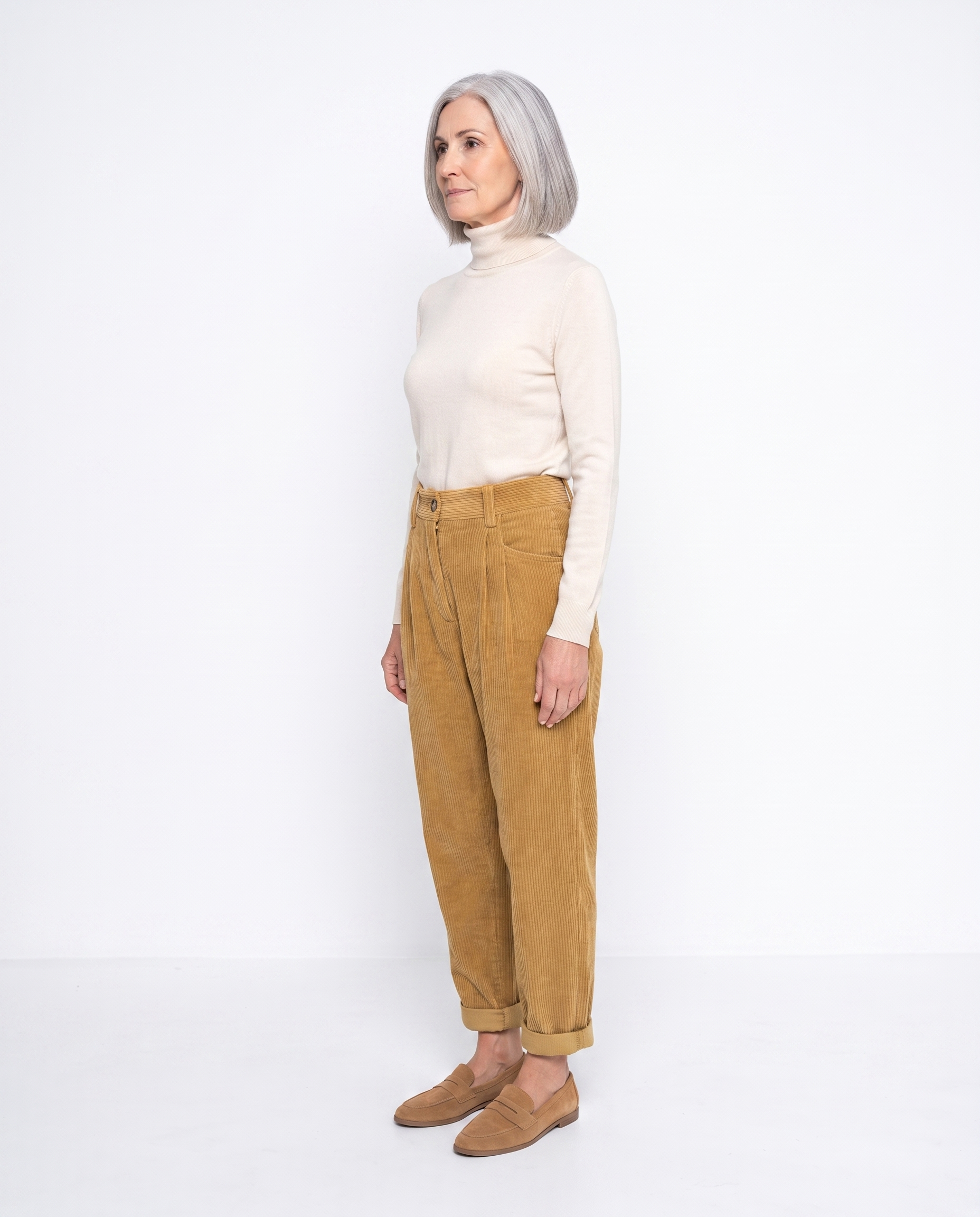 Amber | Elegant Corduroy Cuffed Pants - Solfae