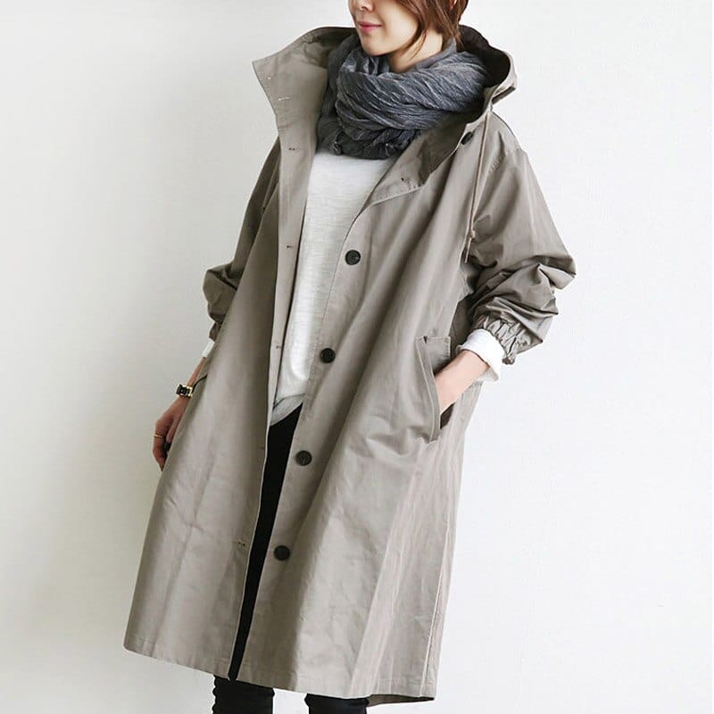 Amber | Elegant Hooded Trench Coat - Solfae