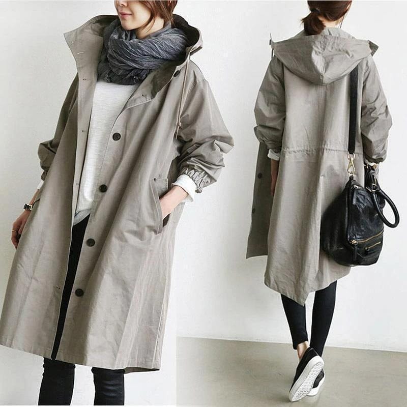 Amber | Elegant Hooded Trench Coat - Solfae