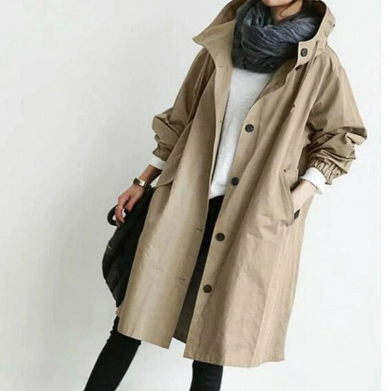 Amber | Elegant Hooded Trench Coat - Solfae