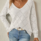 Amber | Elegant Openwork Diamond Sweater - Solfae