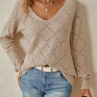 Amber | Elegant Openwork Diamond Sweater - Solfae