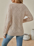 Amber | Elegant Openwork Diamond Sweater - Solfae