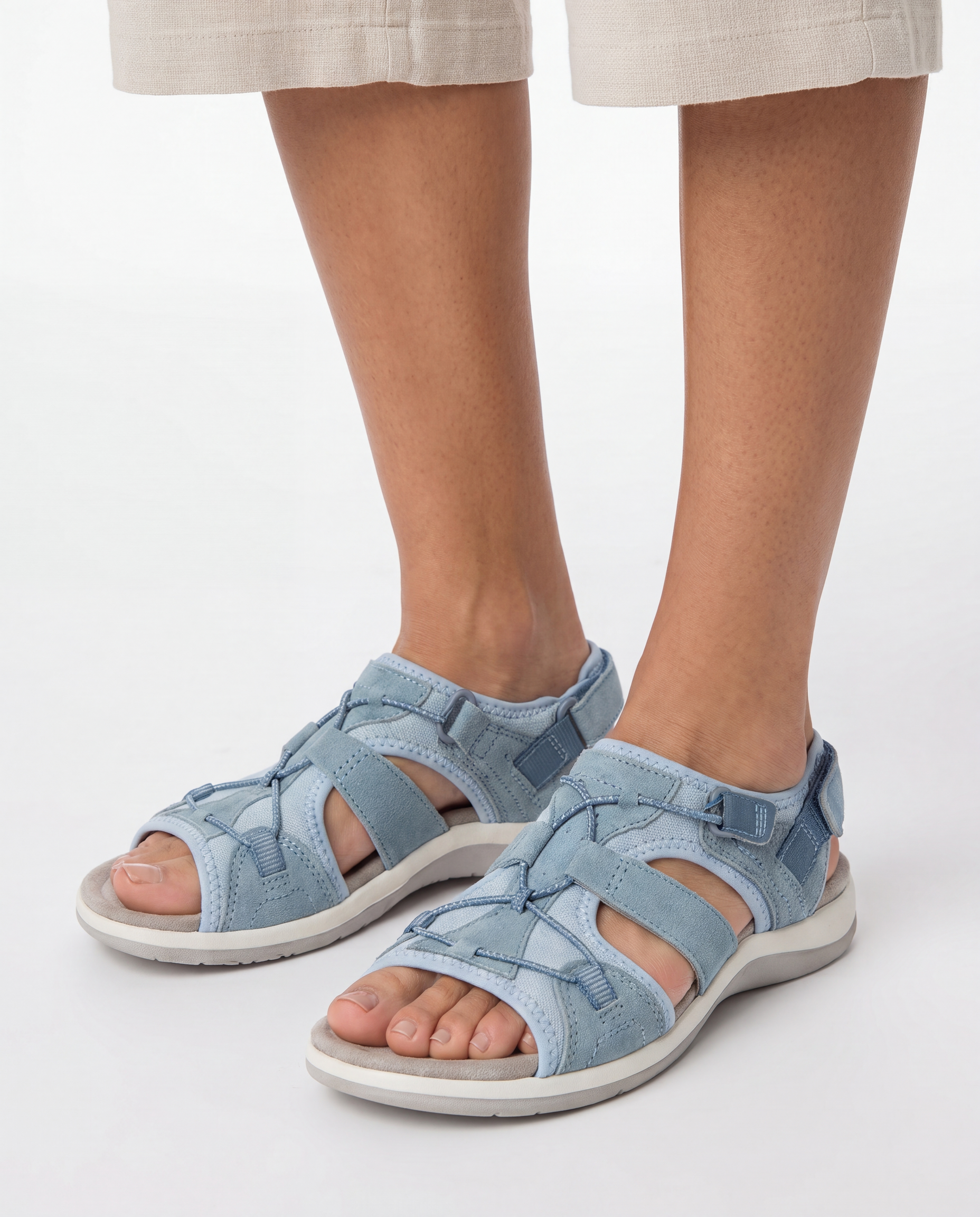 Amber | Elegant Suede Velcro Sandals - Solfae