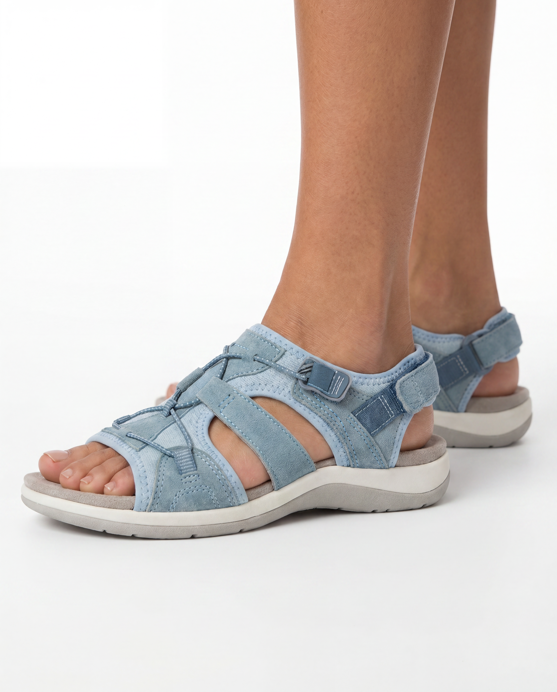 Amber | Elegant Suede Velcro Sandals - Solfae