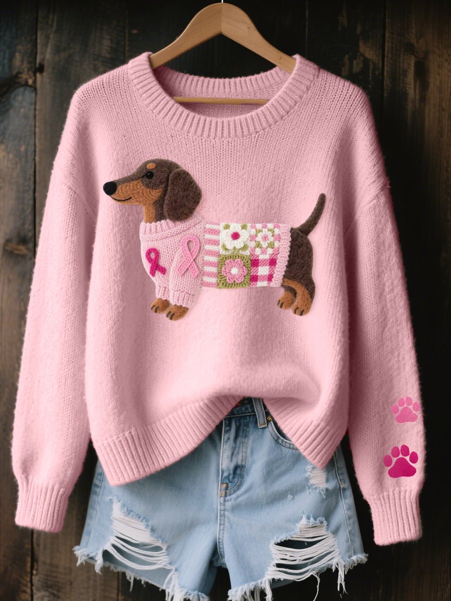 Amber | Stylish Dachshund Patchwork Sweater - Solfae